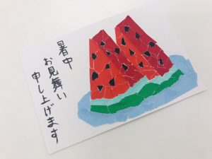 ちぎり絵で暑中見舞い作りに挑戦 就労移行支援事業所ディーキャリア