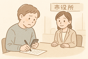 役所で障害福祉サービス受給者証を申請しているイメージ画像＿ディーキャリア大宮第二オフィス