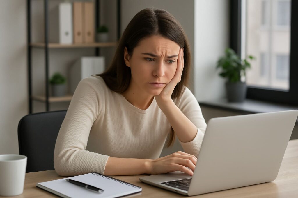 集中力 瞑想に悩む女性の写真
