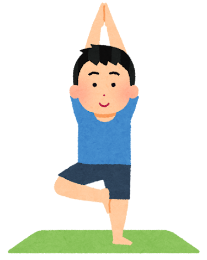 ヨガのポーズをとる男性