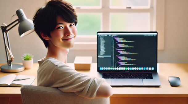 発達障害のある人が作業を終えて、肩の力を抜き静かな達成感を感じている様子