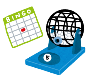 ビンゴシートとビンゴマシーンのイラスト