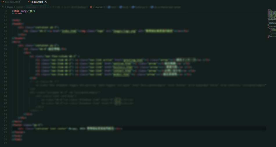 コーディング画面のスクリーンショット