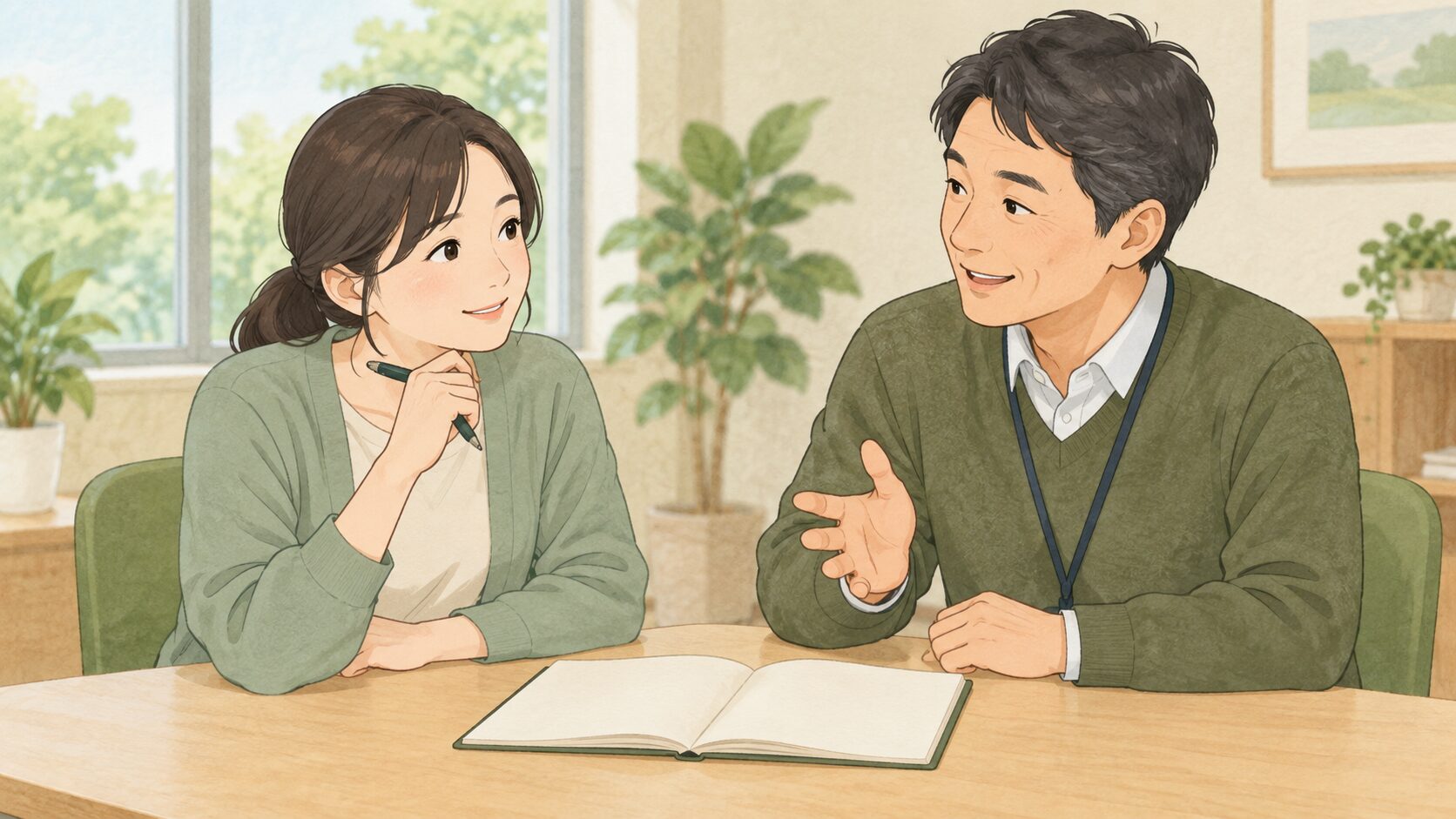 利用者が支援員と職場体験前に、一日の流れと確認したい条件を一冊の無地ノートで整理する