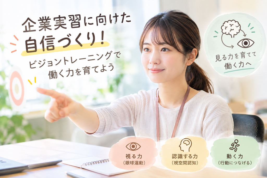 企業実習に向けたビジョントレーニングと自信づくりを紹介する画像